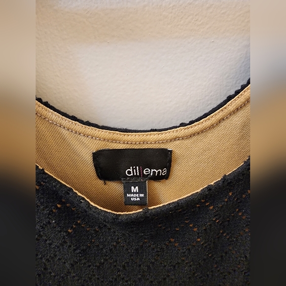 Black perforated nude lined dress. Size medium - Picture 2 of 4